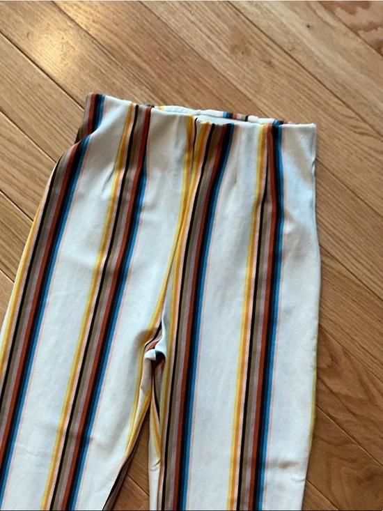 Free People Striped High-Waist Flare Pants - White Multi elastic sz 0 NWOT 70s - Picture 4 of 11